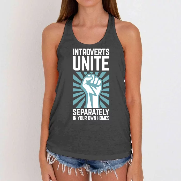 Introverts Unite Separately In Your Own Homes Women's Knotted Racerback Tank