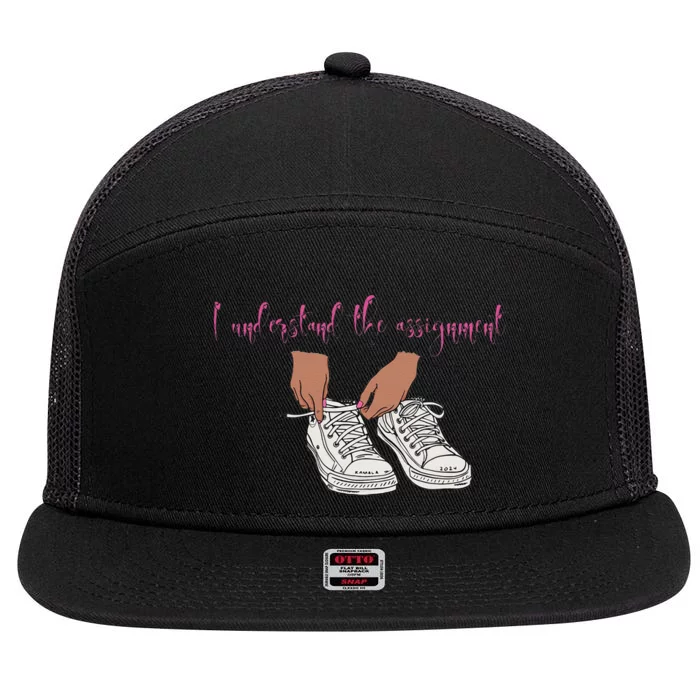 I Understand The Assignment 7 Panel Mesh Trucker Snapback Hat