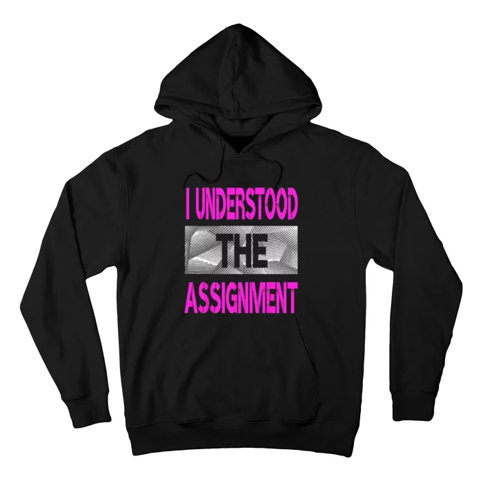 I Understood The Assignment Pink Color Graphic Hoodie