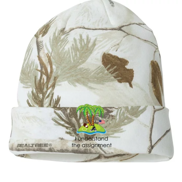 I Understand The Assignment Coconut Tree Kamalaharris Kati - 12in Camo Beanie