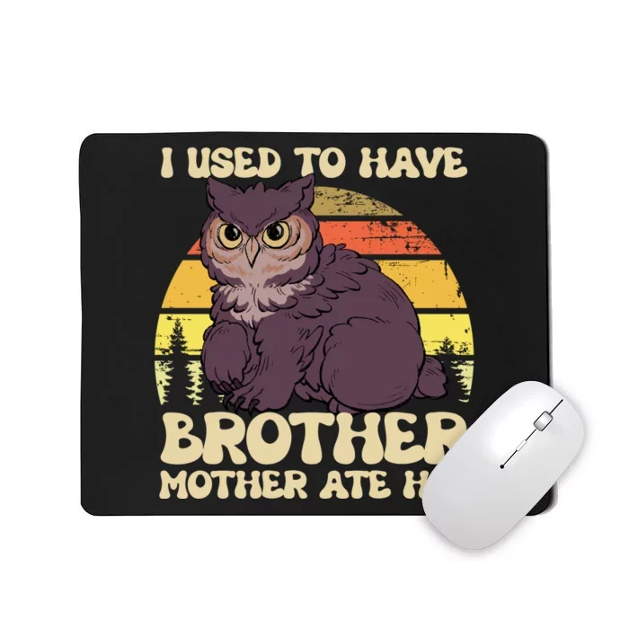 I Used To Have Brother Mother Ate Him Vintage Owl Mousepad