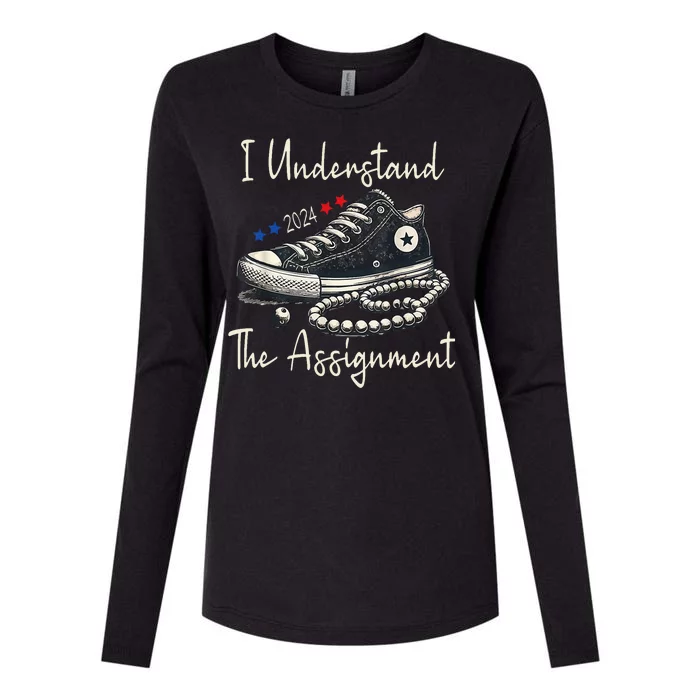 I Understand The Assignment Chucks And Pearls Kamala Harris 2024 Womens Cotton Relaxed Long Sleeve T-Shirt