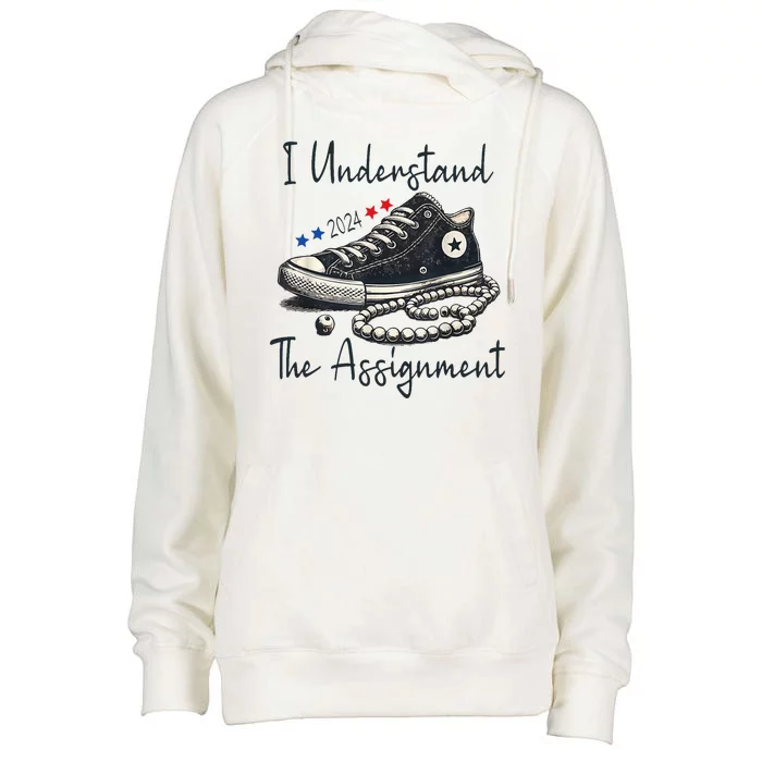 I Understand The Assignment Chucks And Pearls Kamala Harris 2024 Womens Funnel Neck Pullover Hood