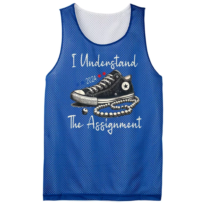 I Understand The Assignment Chucks And Pearls Kamala Harris 2024 Mesh Reversible Basketball Jersey Tank