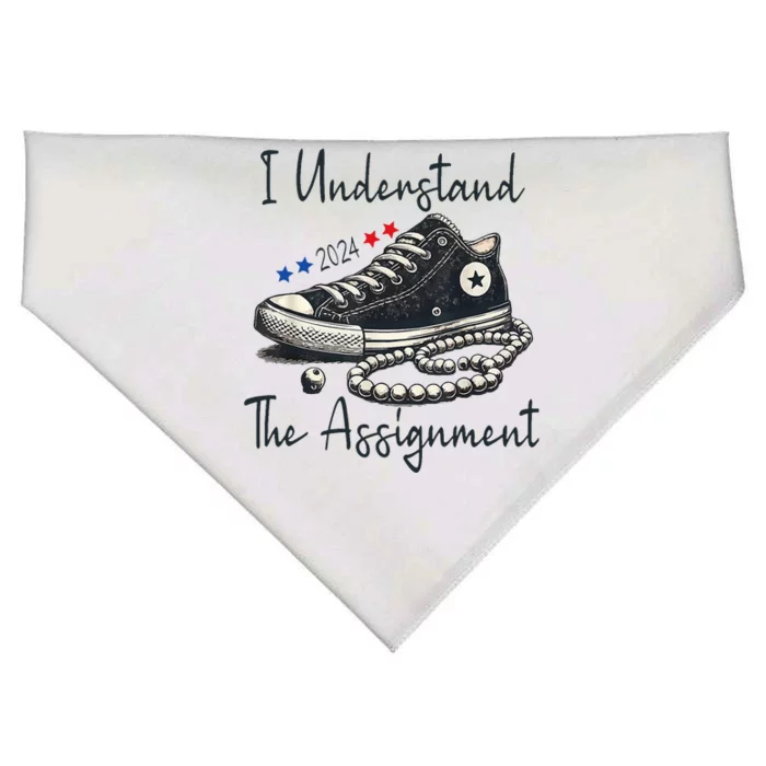 I Understand The Assignment Chucks And Pearls Kamala Harris 2024 USA-Made Doggie Bandana