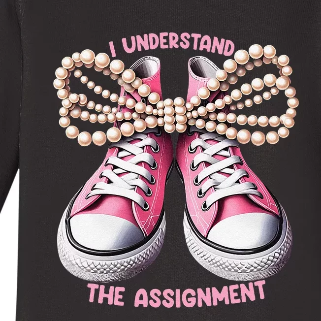 I Understand The Assignment Shoes & Pearl Kamala Harris Gift Baby Long Sleeve Bodysuit