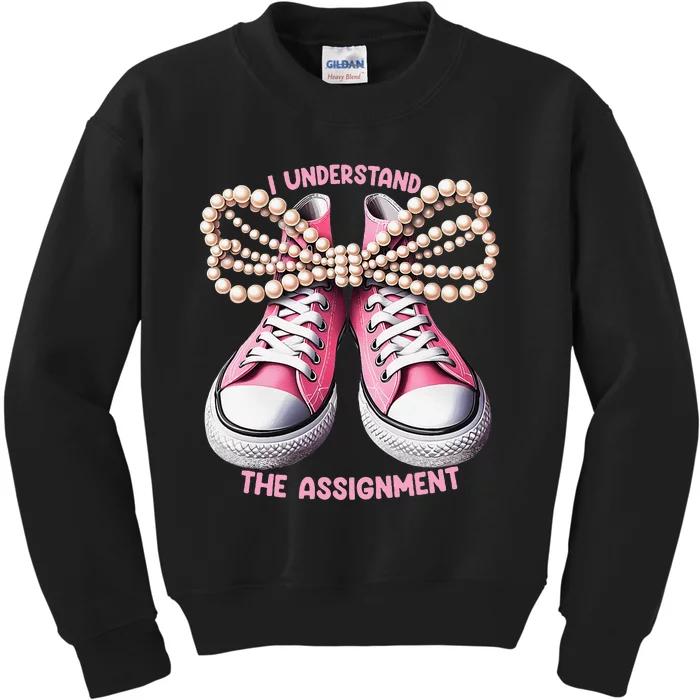 I Understand The Assignment Shoes & Pearl Kamala Harris Gift Kids Sweatshirt