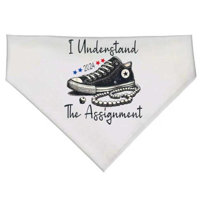 I Understand The Assignment Chucks And Pearls Kamala Harris USA-Made Doggie Bandana