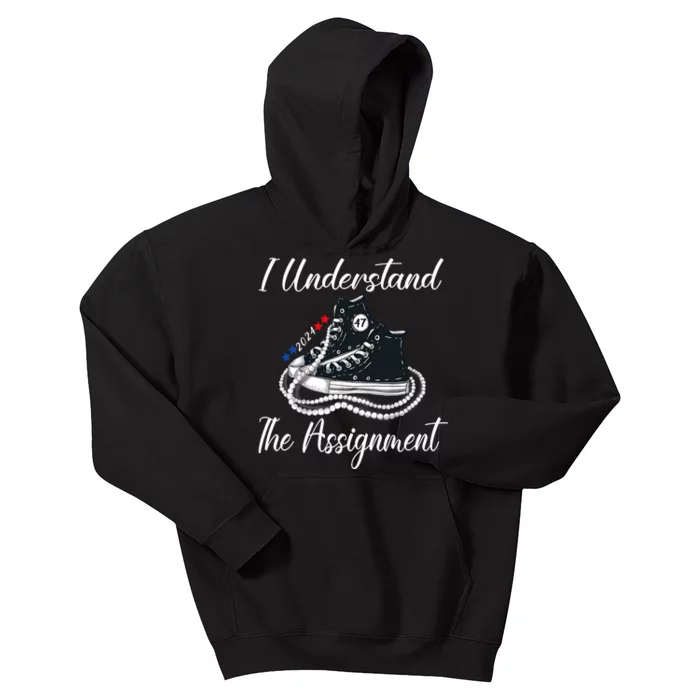 I Understand The Assignment Chucks And Pearls 2024 Election Kids Hoodie