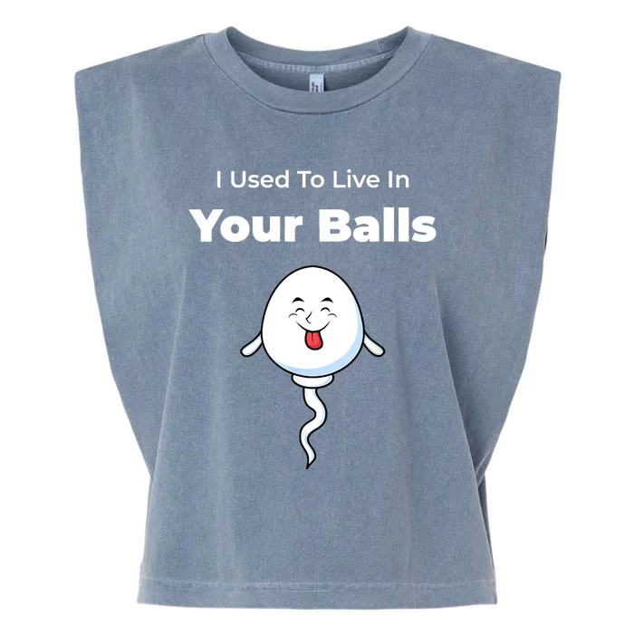 I Used To Live In Your Balls Funny Silly Fathers Day Garment-Dyed Women's Muscle Tee