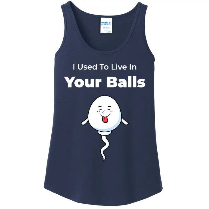 I Used To Live In Your Balls Funny Silly Fathers Day Ladies Essential Tank