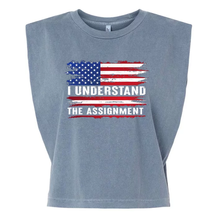 I Understand The Assignment American Flag Saying Garment-Dyed Women's Muscle Tee