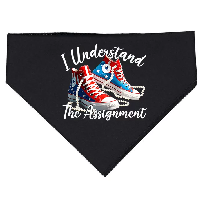 I Understand The Assignment Chucks And Pearls Election 2024 USA-Made Doggie Bandana