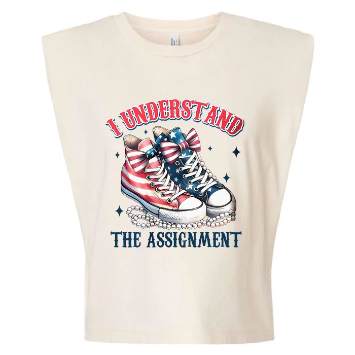 I Understand The Assignment Chucks And Pearls Election 2024 Garment-Dyed Women's Muscle Tee