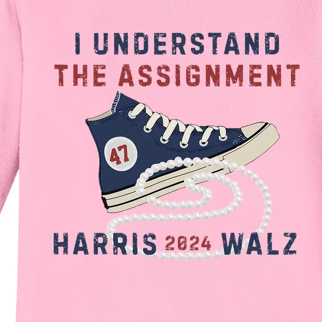 I Understand The Assignt Chucks And Pearls Kamala 2024 Baby Long Sleeve Bodysuit