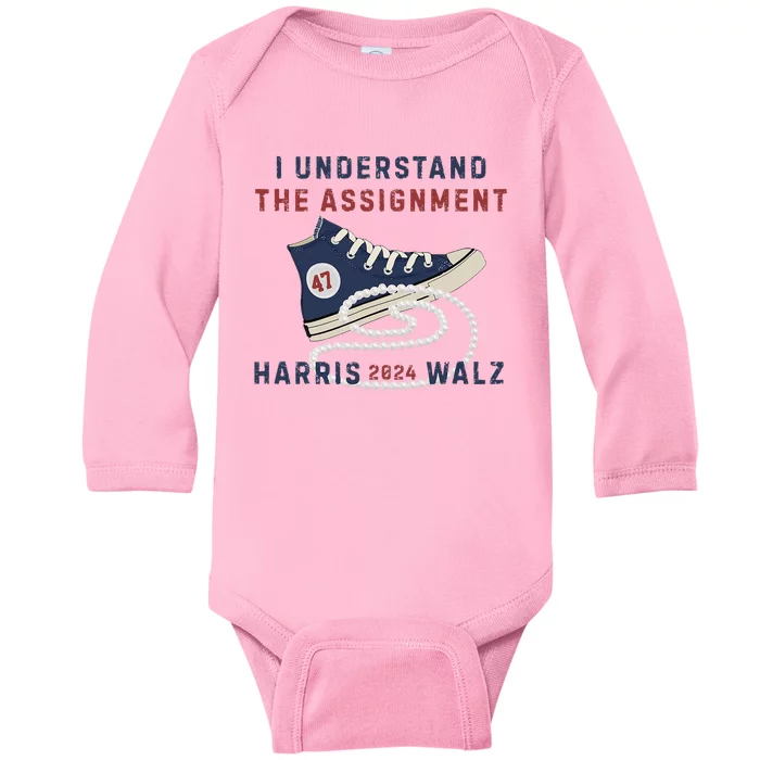 I Understand The Assignt Chucks And Pearls Kamala 2024 Baby Long Sleeve Bodysuit