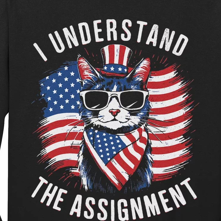 I Understand The Assignment Kamala Harris Walz 2024 Cute Cat Long Sleeve Shirt