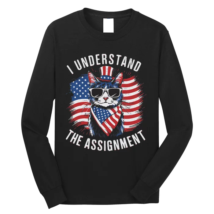 I Understand The Assignment Kamala Harris Walz 2024 Cute Cat Long Sleeve Shirt