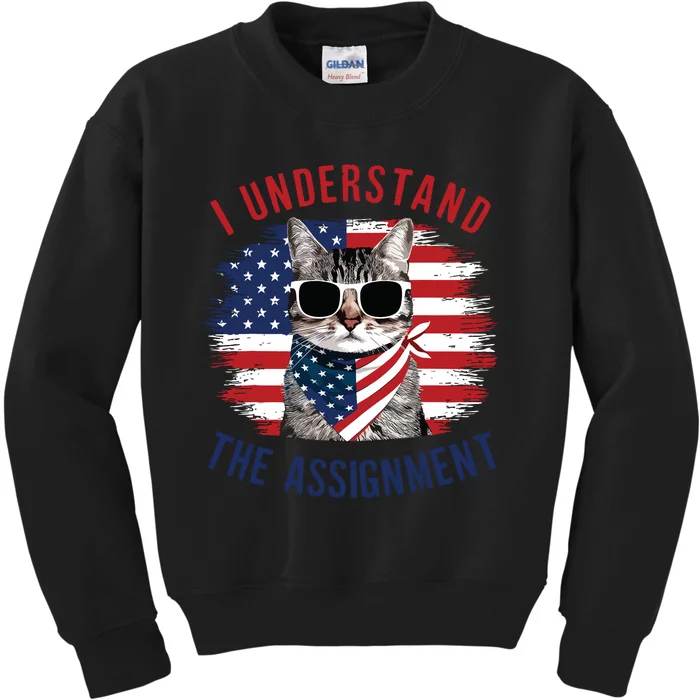 I Understand The Assignment Cat Childless Cat Lady Kids Sweatshirt