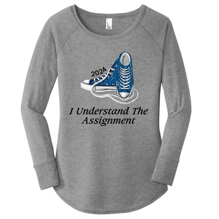 I Understand The Assignment Sneakers And Pearls Kamala 2024 Gift Women's Perfect Tri Tunic Long Sleeve Shirt