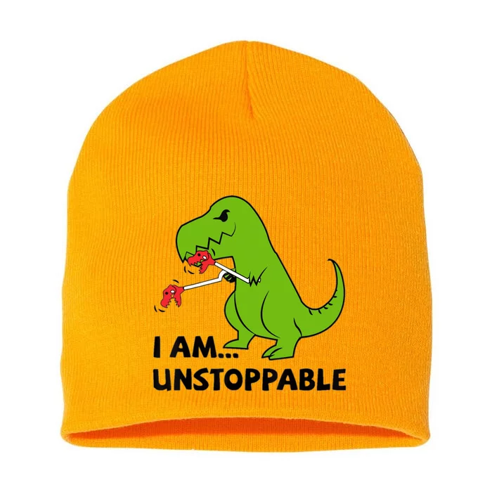 I'M UNSTOPPABLE T-Rex Dinosaur Funny Cute Trendy Short Acrylic Beanie