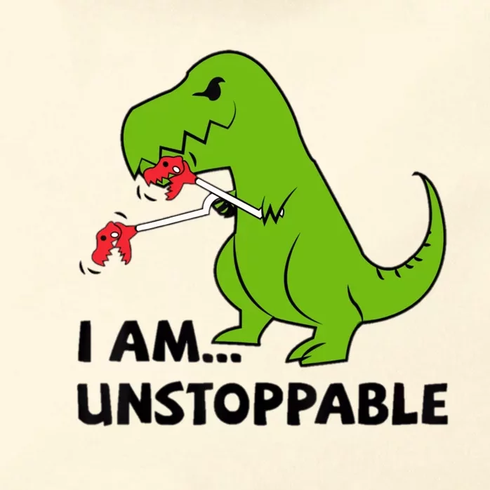 I'M UNSTOPPABLE T-Rex Dinosaur Funny Cute Trendy Zip Tote Bag