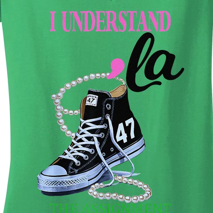 I Understand The Assignment Chucks And Pearls Election 2024 Women's V-Neck T-Shirt