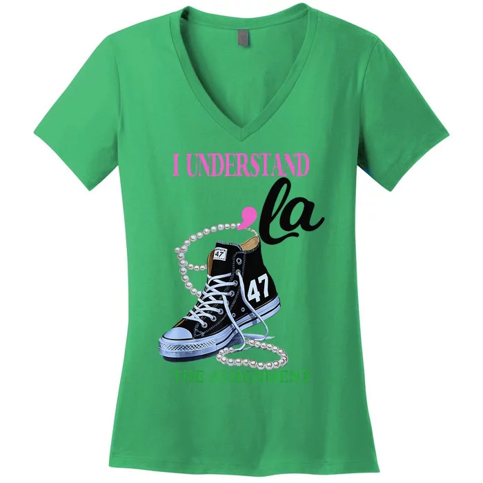 I Understand The Assignment Chucks And Pearls Election 2024 Women's V-Neck T-Shirt