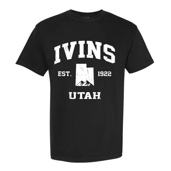 Ivins Utah Ut Vintage State Athletic Style Garment-Dyed Heavyweight T-Shirt