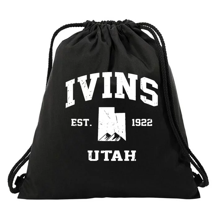 Ivins Utah Ut Vintage State Athletic Style Drawstring Bag