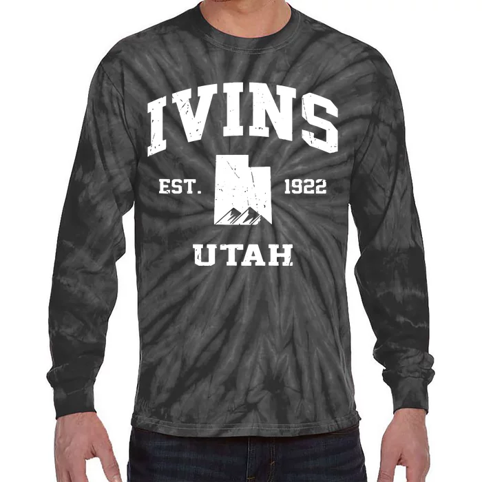 Ivins Utah Ut Vintage State Athletic Style Tie-Dye Long Sleeve Shirt