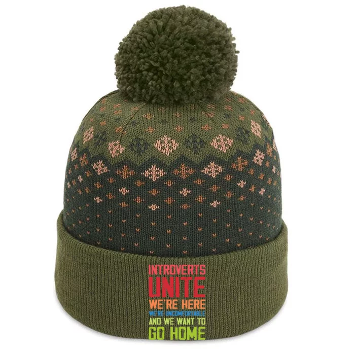 Introverts Unite WeRe Here Uncomfortable Want To Go Home The Baniff Cuffed Pom Beanie