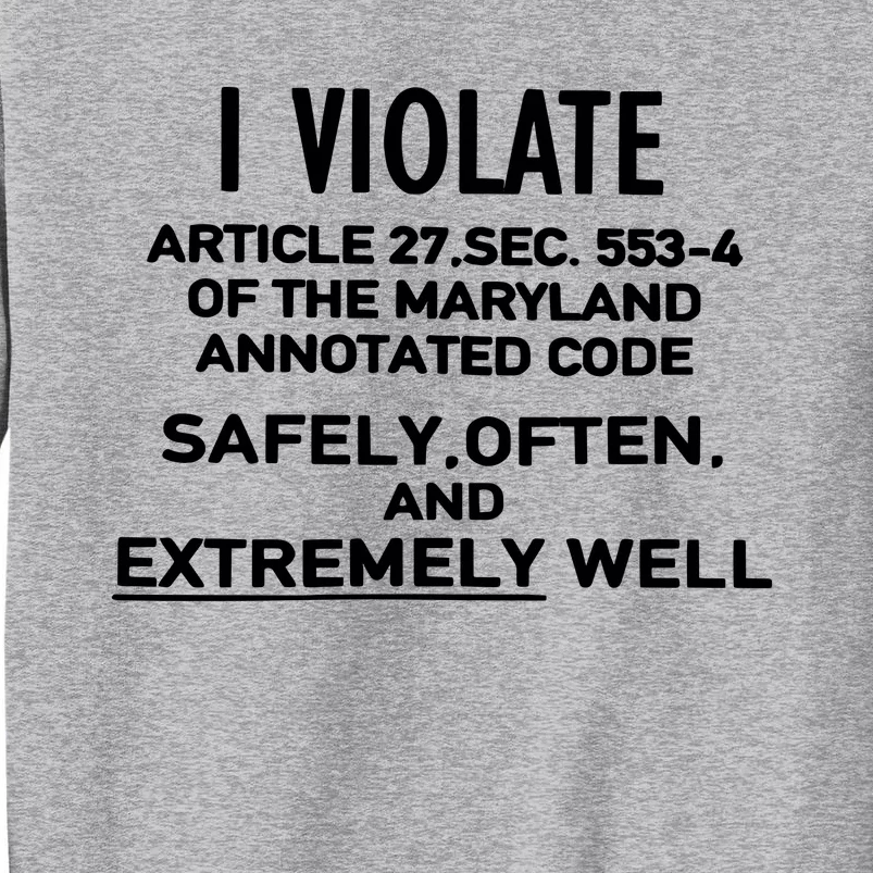 I Violate Article 27 Sec 5534 Of The Maryland Annotated Code Safely Often And E Tall Sweatshirt