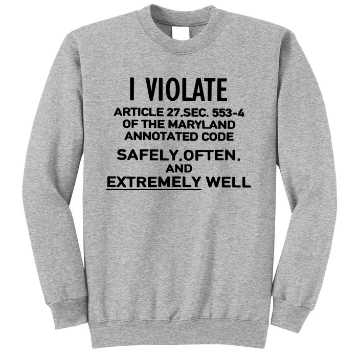 I Violate Article 27 Sec 5534 Of The Maryland Annotated Code Safely Often And E Tall Sweatshirt