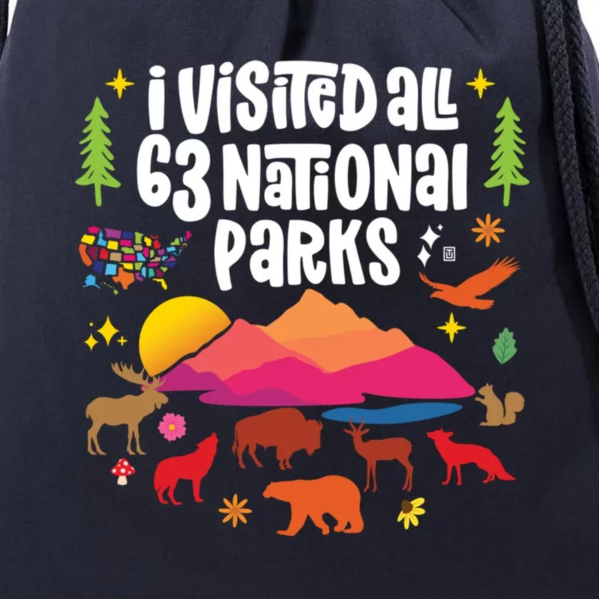 I Visited All 63 National Parks Great Gift Drawstring Bag