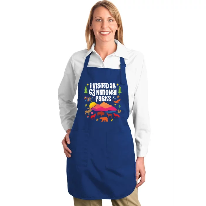 I Visited All 63 National Parks Cute Gift Full-Length Apron With Pocket