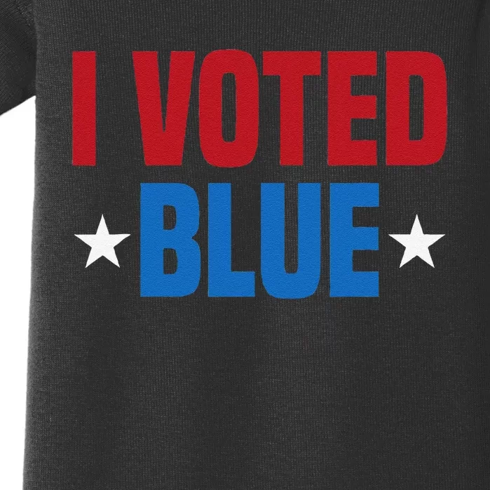 I Voted Blue Kamala Harris Walz Support Us Election Camping Baby Bodysuit