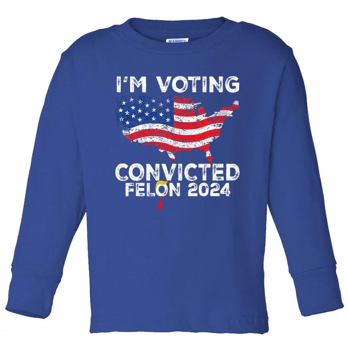 IM Voting Convicted Felon 2024 Funny Pro Trump Us Map Toddler Long Sleeve Shirt