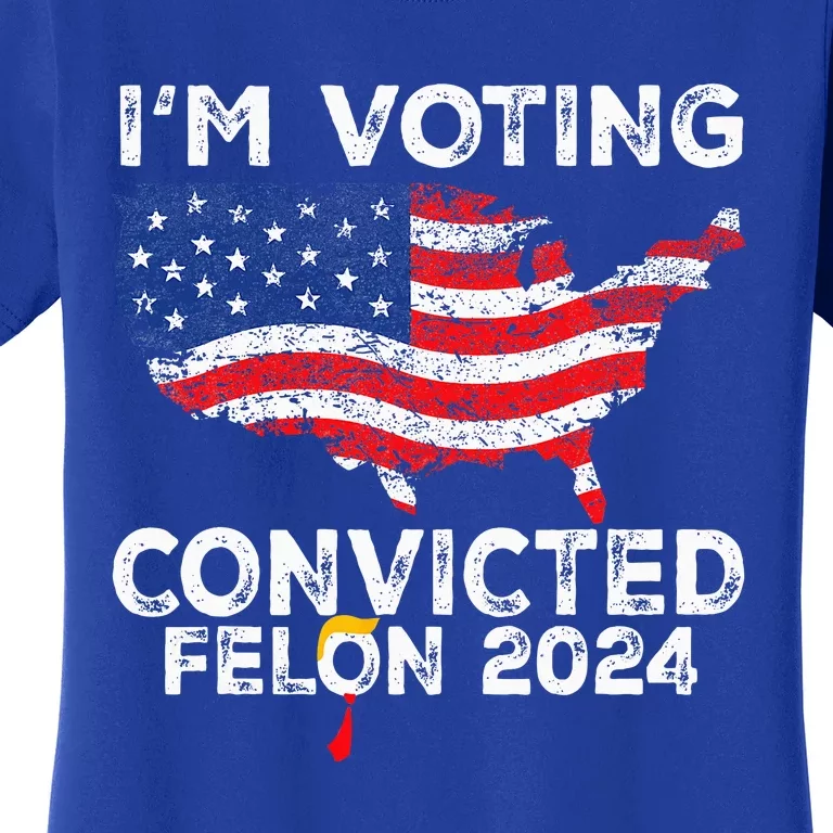 IM Voting Convicted Felon 2024 Funny Pro Trump Us Map Women's T-Shirt