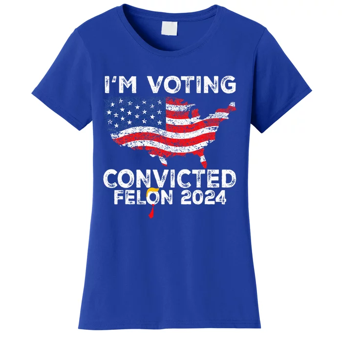 IM Voting Convicted Felon 2024 Funny Pro Trump Us Map Women's T-Shirt