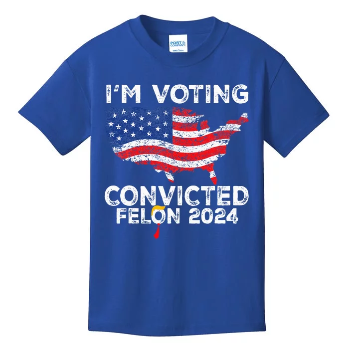 IM Voting Convicted Felon 2024 Funny Pro Trump Us Map Kids T-Shirt