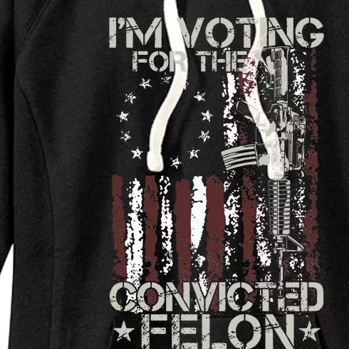 IM Voting Convicted Felon 2024 American Flag Women's Fleece Hoodie