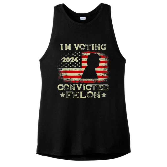 IM Voting Convicted Felon Funny Pro Trump 2024 Ladies Tri-Blend Wicking Tank