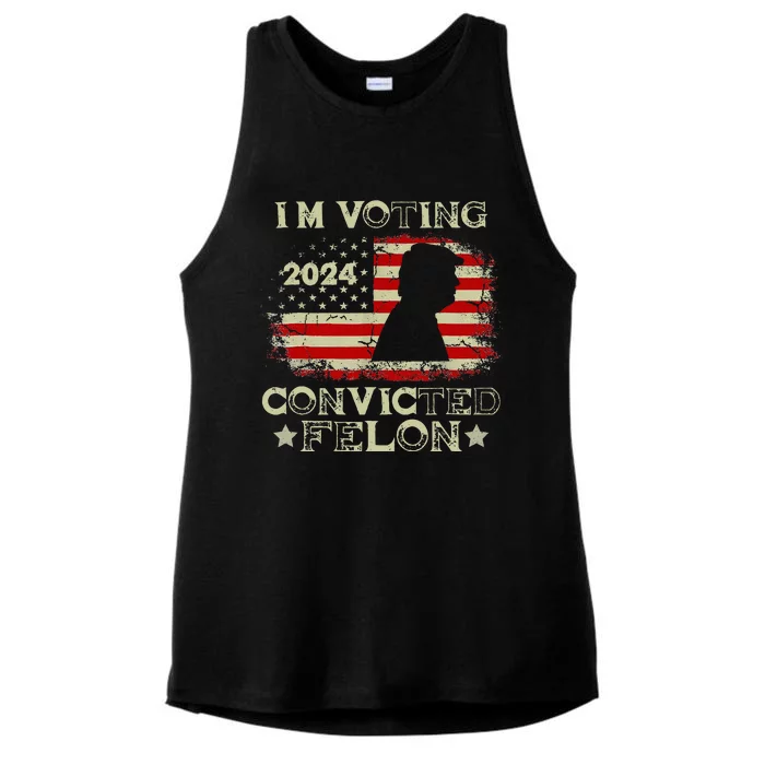 IM Voting Convicted Felon Funny Pro Trump 2024 Ladies Tri-Blend Wicking Tank