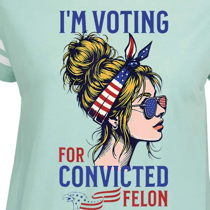 IM Voting Convicted Felon 2024 Messy Bun Enza Ladies Jersey Football T-Shirt