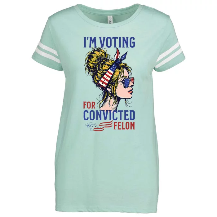 IM Voting Convicted Felon 2024 Messy Bun Enza Ladies Jersey Football T-Shirt