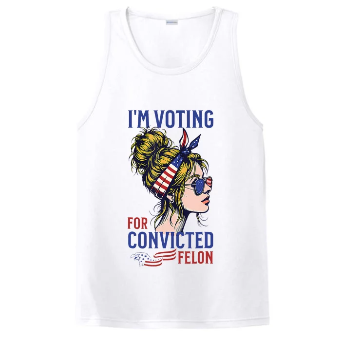 IM Voting Convicted Felon 2024 Messy Bun Performance Tank