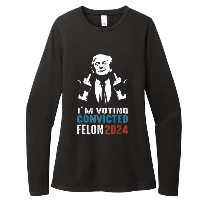 IM Voting Convicted Felon 2024 Trump Funny Quote Womens CVC Long Sleeve Shirt