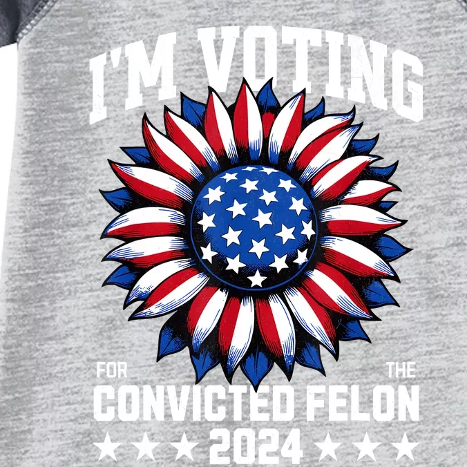 IM Voting Convicted Felon 2024 Us Flag Convicted Felon Infant Baby Jersey Bodysuit