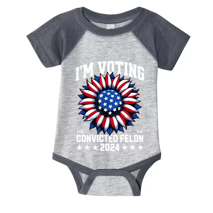 IM Voting Convicted Felon 2024 Us Flag Convicted Felon Infant Baby Jersey Bodysuit